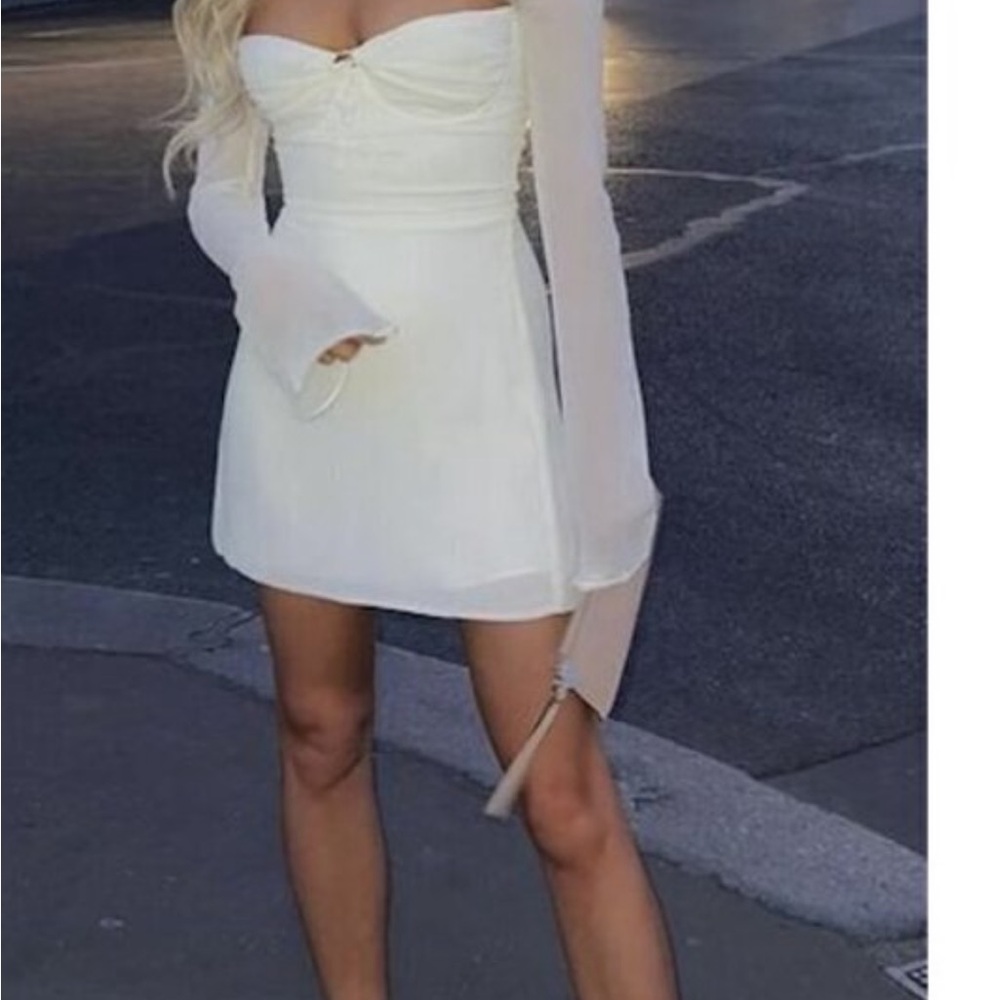 House of CB babydoll halter Long sleeve mini Dress